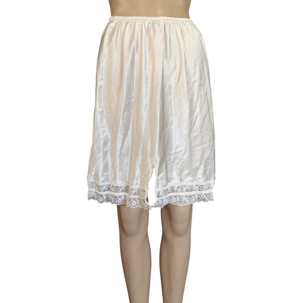 Christian Dior Vintage Off White Half Slip Skirt Lace Trim Made In USA